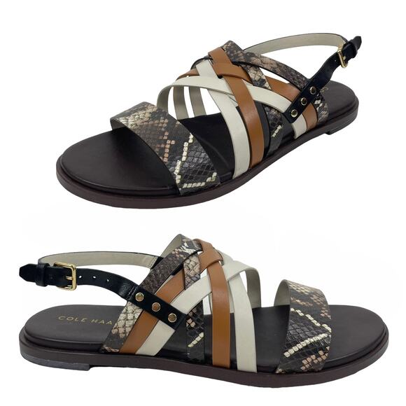 Cole Haan Francie Slingback Flat Sandal Animal Print Size 6.5M - Picture 1 of 13
